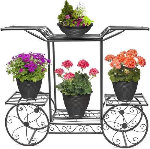 6-Tier Wrought Iron Plant Stand, Outdoor Flower Rack Flower Pot Display Rack.-Decorlay