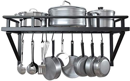 Wall Mounted Kitchen Multipurpose Pots and pan Rack with 10 Hooks