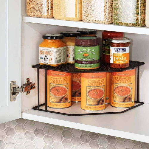 Decorative Corner Shelf - 2 Tier Raised Storage Organizer-Decorlay