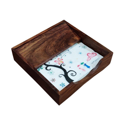 Handmade Sheesham Wood Tissue Paper Box-Decorlay