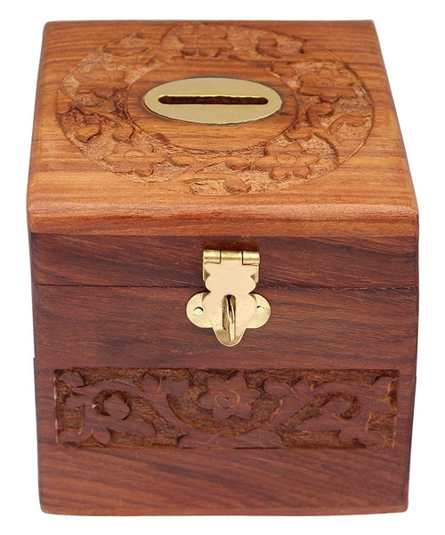Handmade Wooden Boxes Money Bank, Gullak for Kids-Decorlay