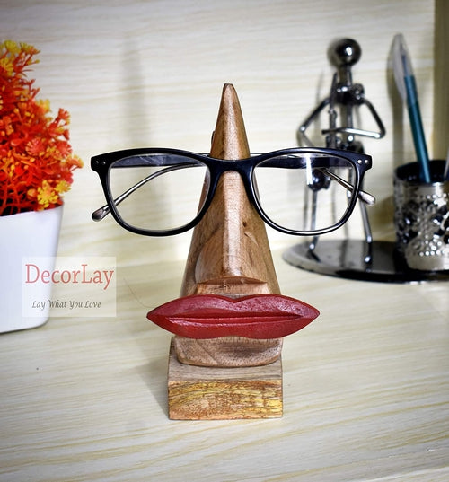 Handmade Wooden Nose Shaped with Mustache Spectacle Holder-Decorlay