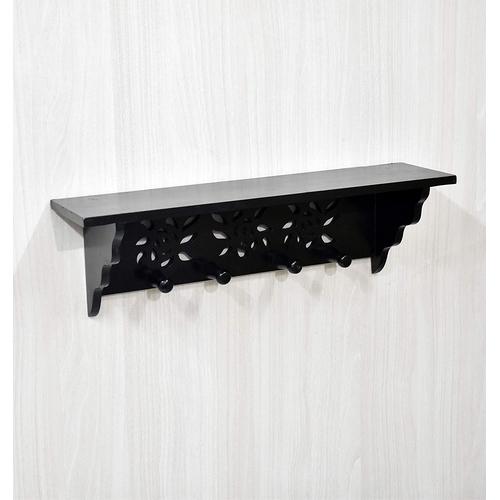 MDF Wall Shelf with Hooks Clothes Hanging Storage Rack-Decorlay