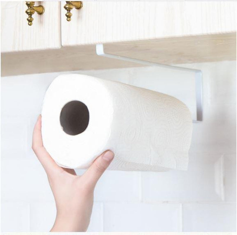 Paper Tissue Towel Kitchen Roll Organizer Holder Hanger (White) 10x5 inches