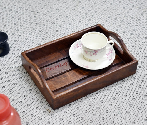 Sheesham Wood Handmade Serving Tray For Breakfast Tea Coffee-Decorlay