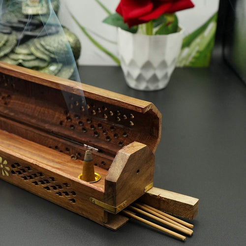 Sheesham Wooden Incense Stick Holder | Aggarbatti Box | Ash Catcher-Decorlay