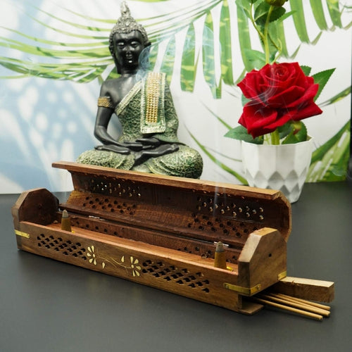 Sheesham Wooden Incense Stick Holder | Aggarbatti Box | Ash Catcher-Decorlay
