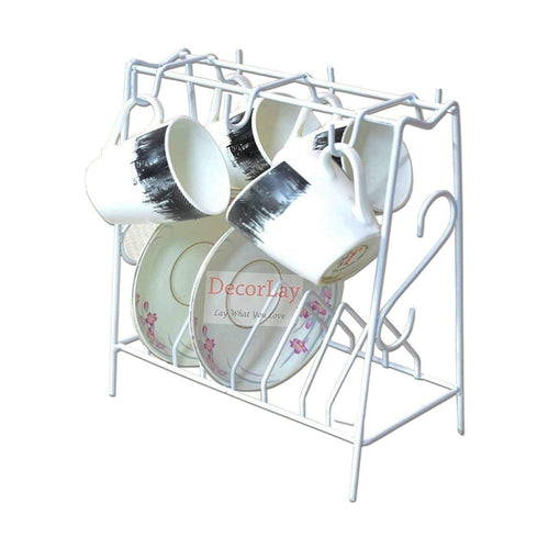 Space Saving Wrought Iron Cup and Saucer Stand-Decorlay