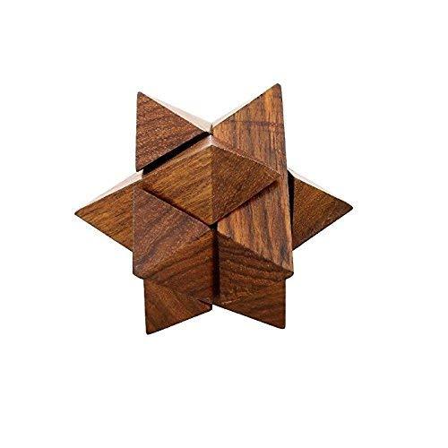Star Jigsaw Wooden Brainteaser Puzzle Game for Kids Made in Pure Sheesham Wood-Decorlay