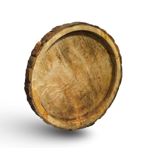 Wood Handmade & Handcrafted Round Wooden Serving Tray Platter-Decorlay