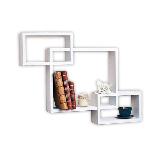 Wood wall shelf ,Glossy Finish (Set Of 3) | Color White-Decorlay