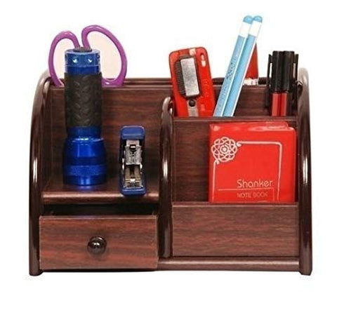 Wooden Desk Organizer Pen/Pencil Stand with Drawer-Decorlay