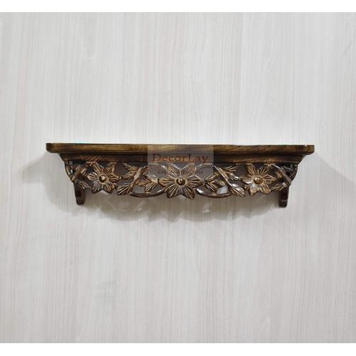 Wooden Handcarved Wall Shelves Rack for Wall Decor and Living Room | Brown-Decorlay