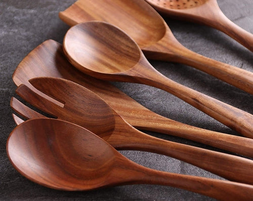 Wooden Handmade serving spoon set of 6 for kitchen-Decorlay