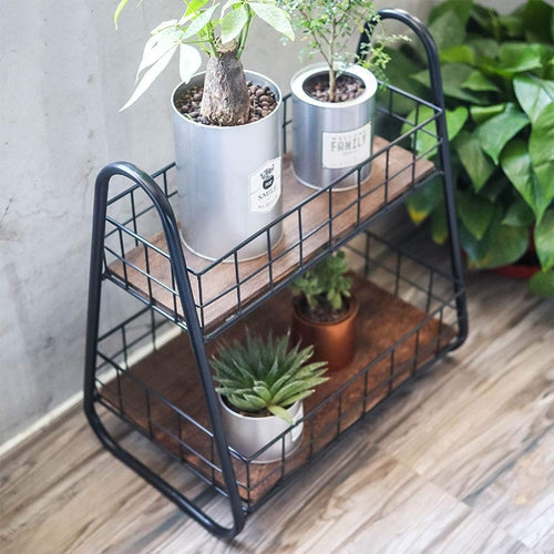 Wooden Iron Kitchen Rack Multipurpose Stand For Spices, Plants, Bathroom Racks-Decorlay