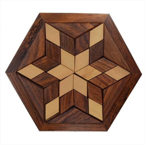 Wooden Jigsaw/Puzzle 30- Pieces Star Shape Plate Board Game.-Decorlay