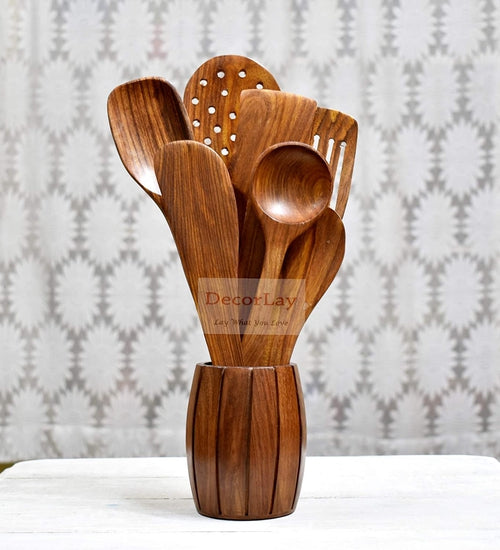 Wooden Natural Cooking Spoon, Ladles & Turning Spatulas-Decorlay