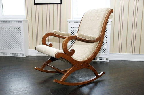 Wooden Rocking Chair With Cushion | Brown-Decorlay