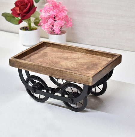 Wooden Serving Platter for Dining Table | Thela Trolley-Decorlay