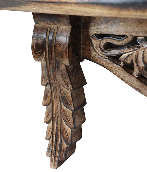 Wooden Sheesham Hand Carved wall Shelf/rack-Decorlay
