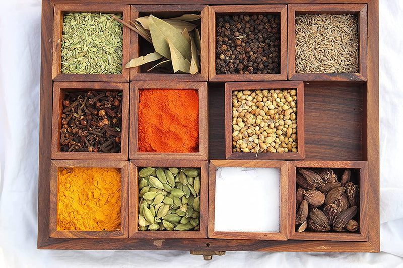 Wooden Spice Boxes 12 Containers Box Wooden | Masala Box-Decorlay
