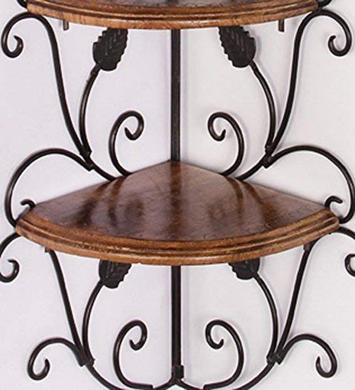 Wooden & Wrought Iron Wall Shelves for Bathroom/Bedroom/Living Room-Decorlay