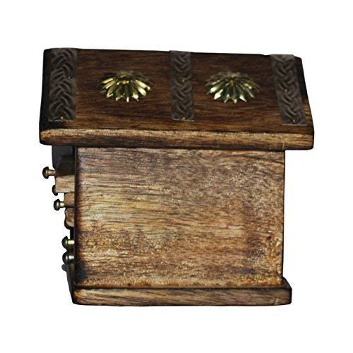 Wooden and Brass Antique Hut Shape Coaster Set for Home Decor-Decorlay