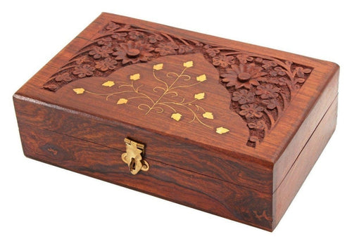 Wooden handmade hand carving jewellery box-Decorlay
