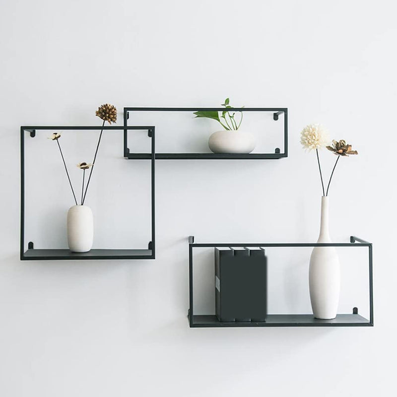 Wrought Iron Wall-Mounted Shelves For Living Room | Set of 3