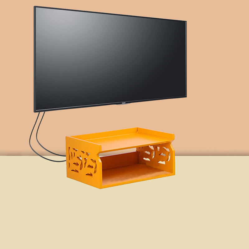 Double layer wall mounted Wooden set top box holder